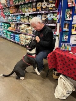 Sharing Geoff's bacon roll